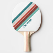 ヴィンテージミントストライプのレインボー 卓球ラケット (正面)