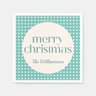 ヴィンテージミントティール（緑がかった色）グリーンジオメトリックドットカスタム スタンダードカクテルナプキン