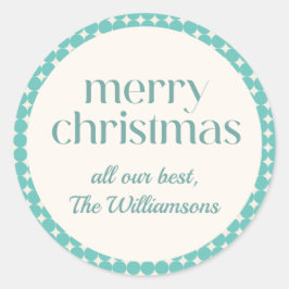 ヴィンテージミントティール（緑がかった色）グリーンジオメトリックドットカスタム ラウンドシール