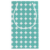 ヴィンテージミントティール（緑がかった色）グリーンジオメトリドットパターン スモールペーパーバッグ (裏面)