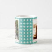 ヴィンテージミントティール(緑がかった色)グリーンジオメトリドット写真 コーヒーマグカップ (中央)