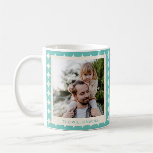 ヴィンテージミントティール（緑がかった色）グリーンジオメトリドット写真 コーヒーマグカップ