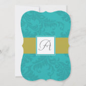 ヴィンテージミントビクトリアンフローラダマスクウェディング 招待状 (裏面)