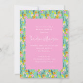 ヴィンテージミントピンクの花かわいいブライダルシャワー 招待状 (正面)