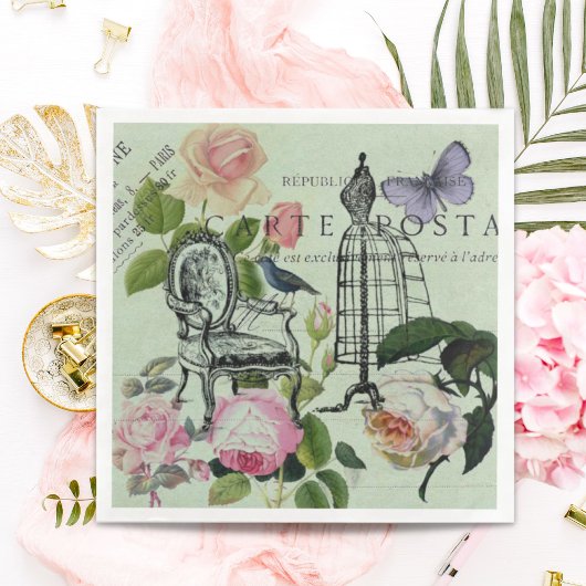 ヴィンテージミントフランスのピンクローズパリパーティー