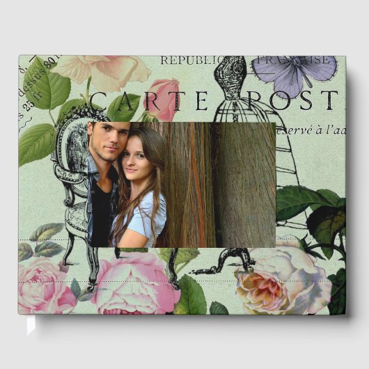 ヴィンテージミントフランスのピンクローズパリパーティー ゲストブック (正面)