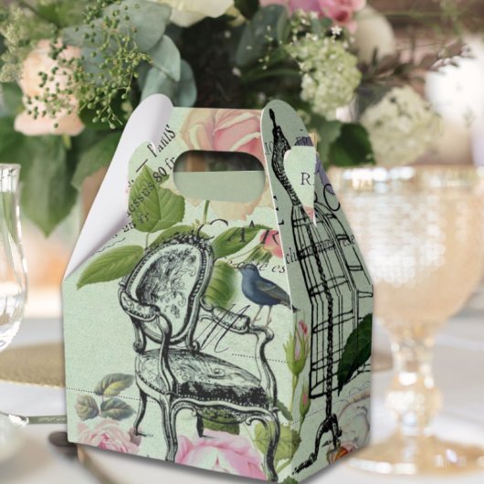 ヴィンテージミントフランスのピンクローズパリパーティー フェイバーボックス