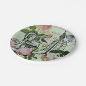 ヴィンテージミントフランスのピンクローズパリパーティー ペーパープレート (アングル)