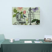 ヴィンテージミントフランスのピンクローズパリパーティー 横断幕 (トレードショー)