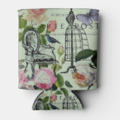 ヴィンテージミントフランスのピンクローズパリパーティー 缶クーラー (正面)