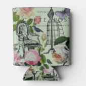 ヴィンテージミントフランスのピンクローズパリパーティー 缶クーラー (裏面)