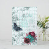 ヴィンテージミントブルゴーニュバタフライスクラップブック紙 (スタンド正面)