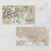 ヴィンテージミント緑の花フローラグランジタウペ 名刺 (正面/裏面)