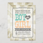 ヴィンテージミント&ピーチジェンダーリビールパーティー 招待状 (正面/裏面)