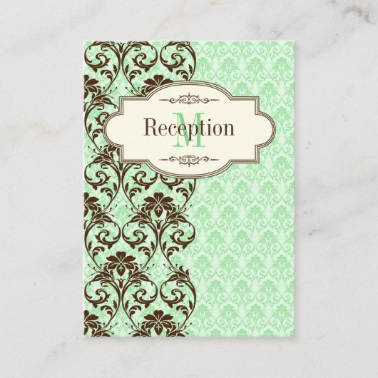 ヴィンテージミント、ブラウン結婚スクロールのエンクロージャカード エンクロージャーカード (正面)