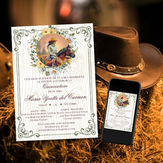 ヴィンテージミ素朴ススペインの・カリン・キンセアニェラ 招待状