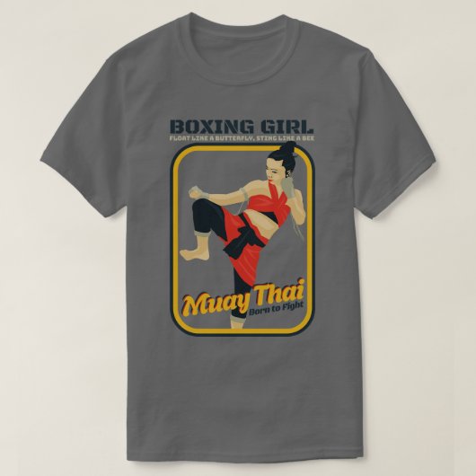 ヴィンテージムエタイボクシングガール Tシャツ (デザイン正面)