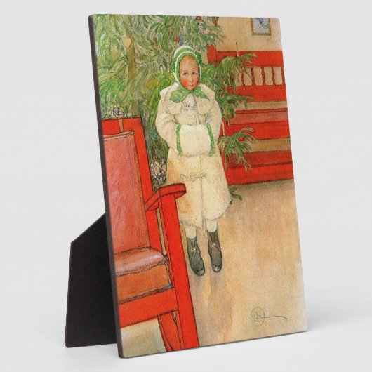 ヴィンテージムフクリスマスを持つスウェーデンの少女 フォトプラーク (側面)