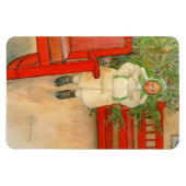 ヴィンテージムフクリスマスを持つスウェーデンの少女 マグネット (横)