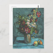 ヴィンテージムローズ背景（黒）花ピンク ポストカード (正面/裏面)