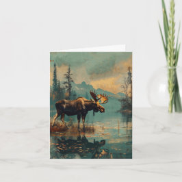 ヴィンテージムースレイクキャビン秋の葉のヴェルト空白の ノートカード