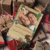 ヴィンテージムース私たちの初めてのクリスマス写真はがき シーズンポストカード