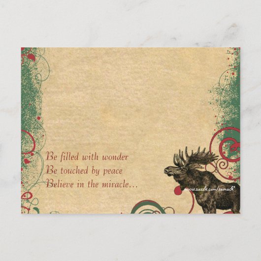 ヴィンテージムース私たちの初めてのクリスマス写真はがき シーズンポストカード (裏面)