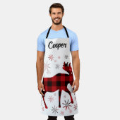 ヴィンテージムース赤雪片 エプロン (着用した状態)