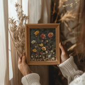 ヴィンテージムーディダークフラワーアートビクトリアンフローラ ポスター