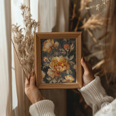 ヴィンテージムーディダークフラワー絵画ズの静物詩 ポスター