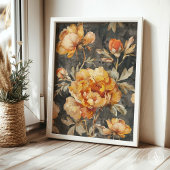 ヴィンテージムーディダークフラワー絵画ズの静物詩 ポスター