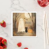 ヴィンテージムーディ幽霊&ブラックキャット スタンダードカクテルナプキン (インサイチュ)