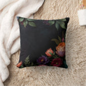 ヴィンテージムード暗いフローラボーバラ クッション (ブランケット)