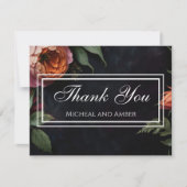 ヴィンテージムード暗いフローラボーバラ サンキューカード (正面)