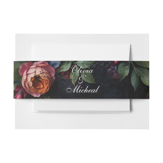 ヴィンテージムード暗いフローラボーバラ 招待状ベリーバンド (正面例)