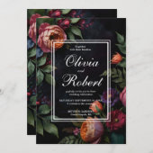ヴィンテージムード暗いフローラボーバラ 招待状 (正面/裏面)