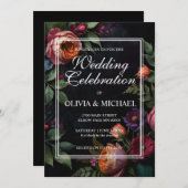 ヴィンテージムード暗いフローラボーバラ 招待状 (正面/裏面)