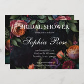 ヴィンテージムード暗いフローラボーバラ 招待状 (正面/裏面)