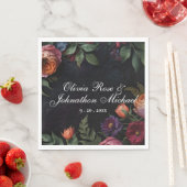 ヴィンテージムード暗いフローラボーバラWdding スタンダードランチョンナプキン (インサイチュ)