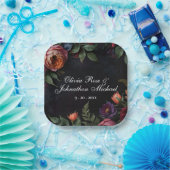 ヴィンテージムード暗いフローラボーバラWdding ペーパープレート (パーティー)