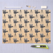 ヴィンテージムービーカメラパターン 薄葉紙 (クラフト)