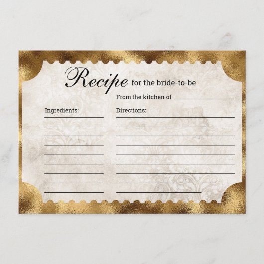 ヴィンテージムービーチケットブライダルシャワーレシピ エンクロージャーカード (正面)