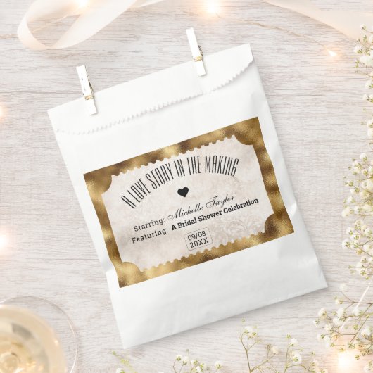 ヴィンテージムービーチケットブライダル日付夜アイディア フェイバーバッグ (クリップ留めされた状態)