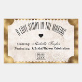 ヴィンテージムービーチケットブライダル日付夜アイディア 長方形シール (正面)