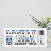 ヴィンテージムービーチケット誕生日カスタムカラーズインビタ 招待状 (スタンド正面)