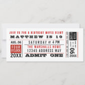 ヴィンテージムービーチケット誕生日 招待状 (正面)