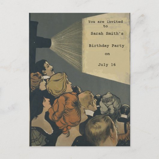 ヴィンテージムービー招待状 インビテーションポストカード (正面)