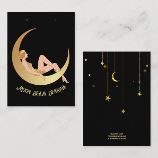ヴィンテージムーンイヤリングカード 名刺 (正面/裏面)