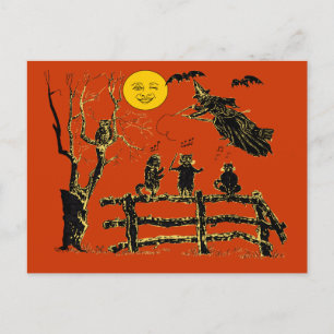 ヴィンテージムーンウィッチとネコの歌 ポストカード