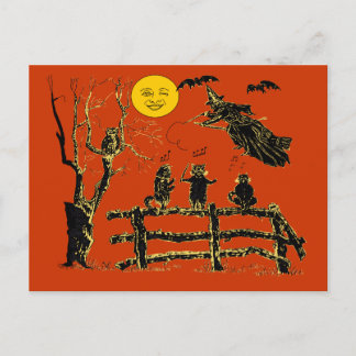 ヴィンテージムーンウィッチとネコの歌 ポストカード